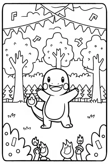 Charmander Coloring Page Kids: Fun Fire Pokemon Picture Activity