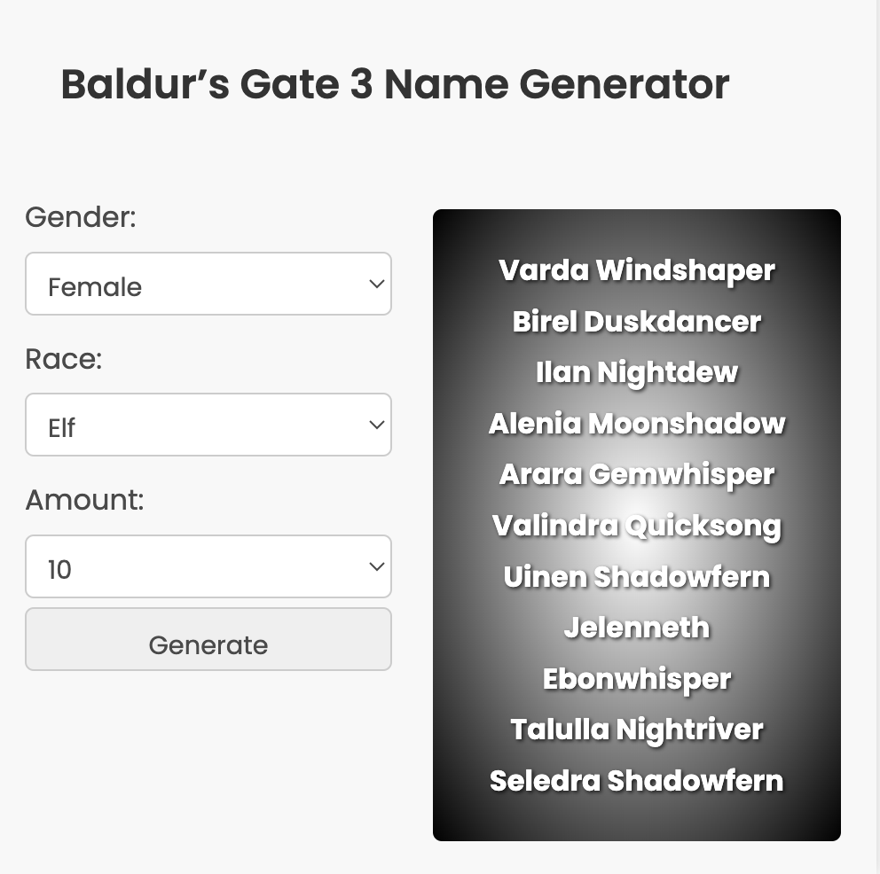 how to get names with bg3 name generator? quick tips